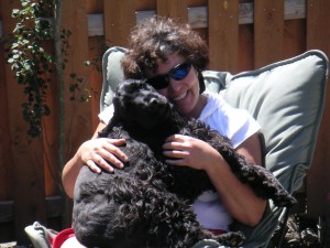 Writing coach Linden Gross with Hoover, her now blind English Cocker Spaniel who can teach us all about creative exploration.