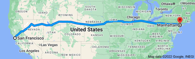 Map SF to NY